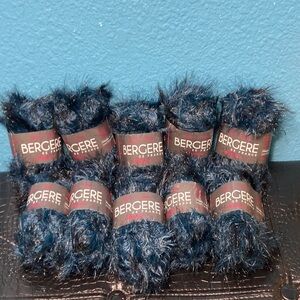 10 NWT Bergere de France Soft Faux Fur Yarn Color Petrole ALL Lot L9975